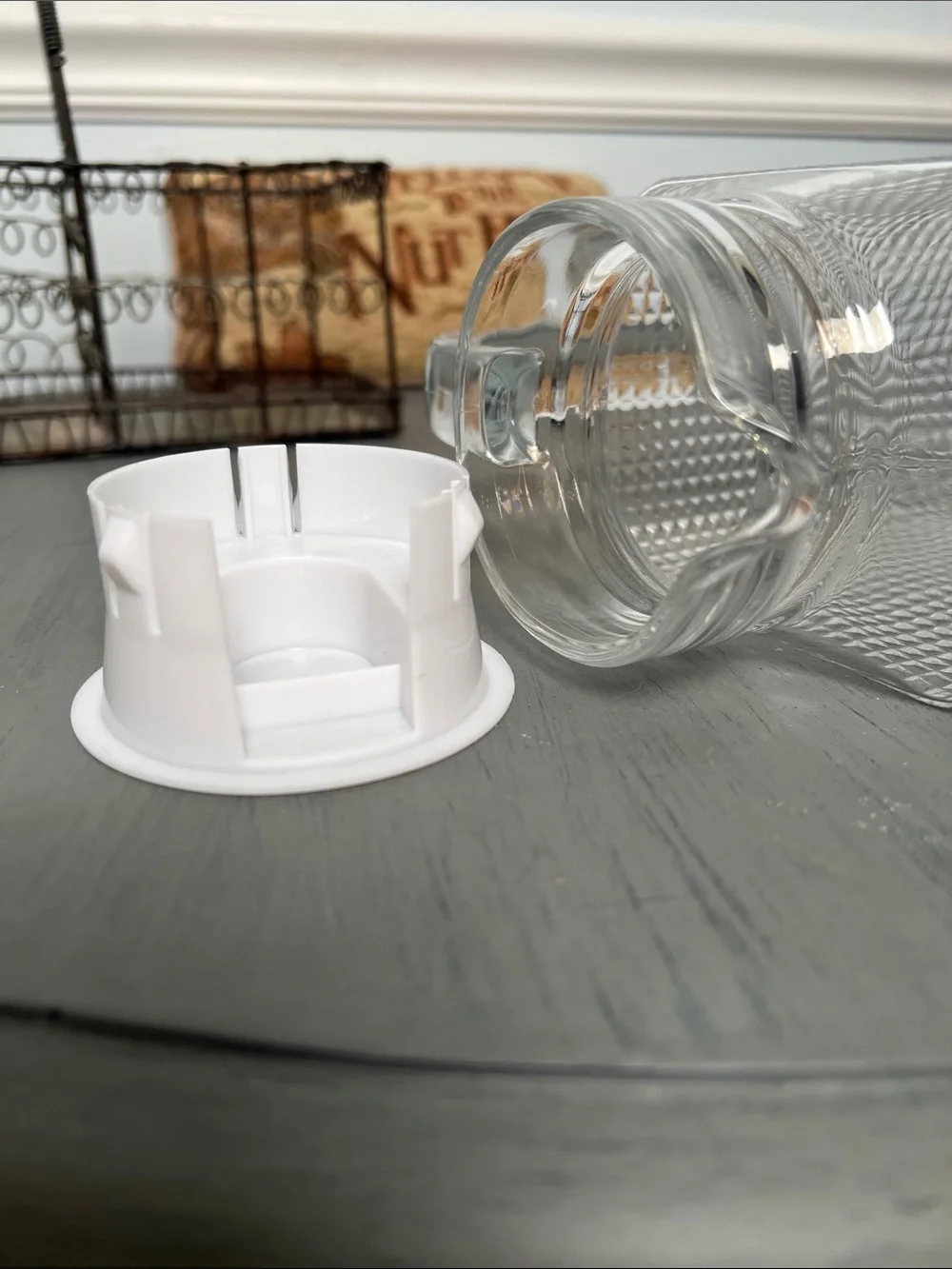 Clear Textured Glass Pitcher with Handle - Home Dining.